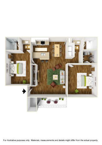 The St Andrews 2 bed 2 bath floorplan